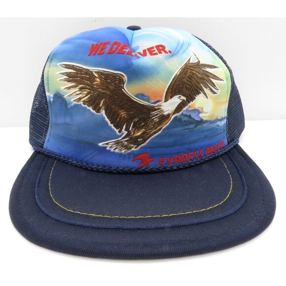 Vintage 1987 USPS EXPRESS US MAIL Soaring Eagle Mesh Snapback Trucker Hat - Picture 1 of 4
